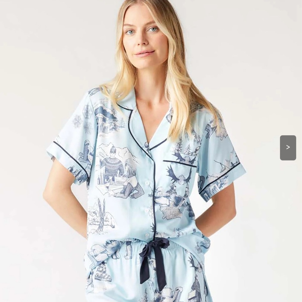 NWT Kate Kime APRÈS SKI TOILE PAJAMA SHORTS SET
